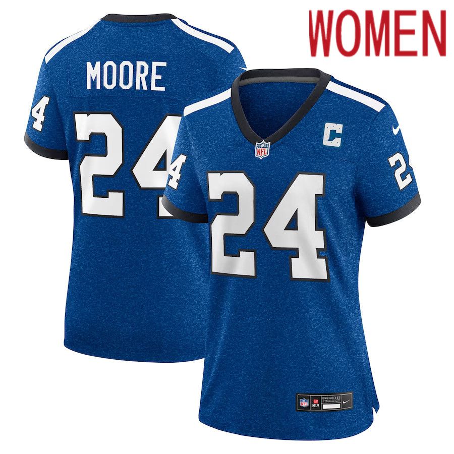 Women Indianapolis Colts 24 Lenny Moore Nike Royal Indiana Nights Alternate Game NFL Jersey